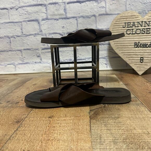 TO BOOT NEW YORK Miramare Leather Slide Sandal Brown Size 9M main image 7